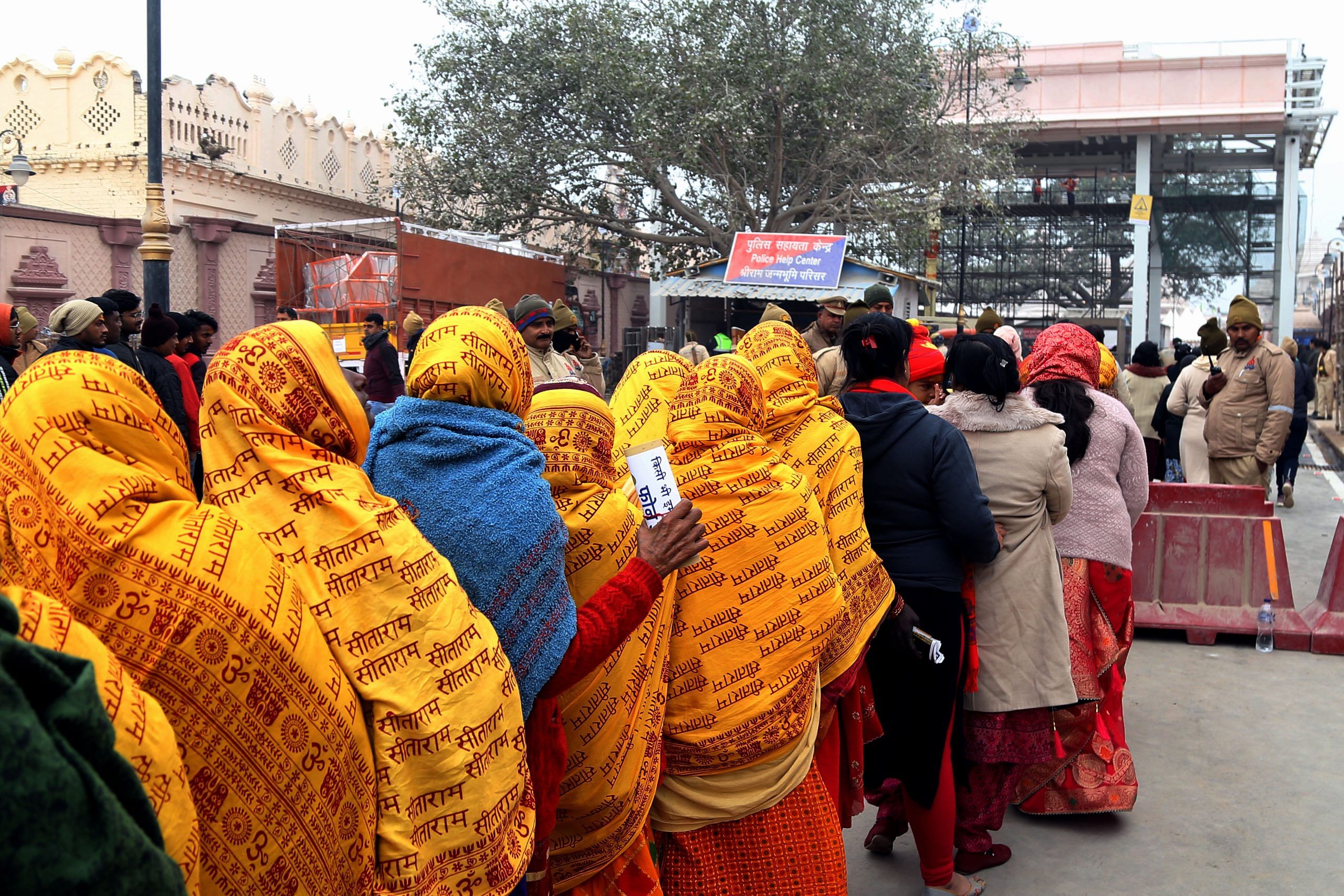 Devotees stand in queue to enter Ram temple | Suraj Singh Bisht | ThePrint