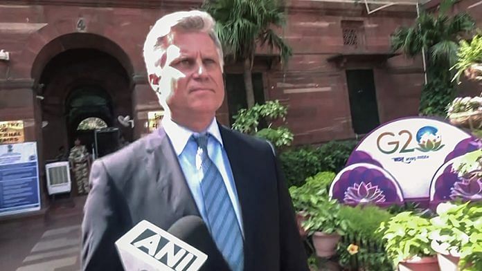 Canadian High Commissioner to India Cameron Mackay leaves the Ministry of External Affairs (MEA) Headquarters | ANI File Photo