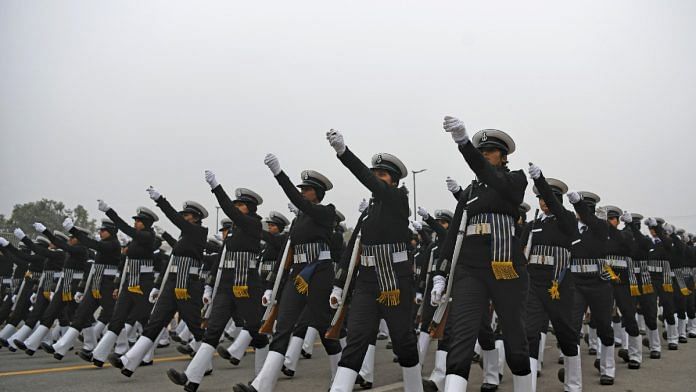 Women personnel of the Navy during R-Day rehearsals in Delhi | Representational image | ANI
