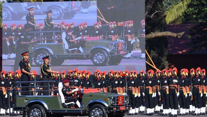 File photo of Chief of Army Staff General Manoj Pande during 75th Army Day celebrations in Bengaluru | Suraj Singh Bisht | ThePrint