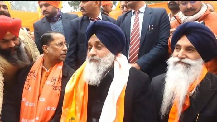 A video grab of SAD president Sukhbir Singh Badal talking to mediapersons following langar service in Amritsar Monday.