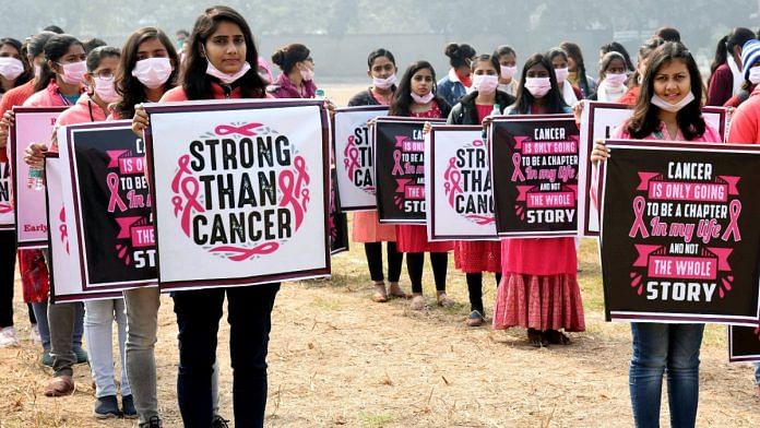 Women participate in a breast cancer awareness programme in Patna | Photo: ANI