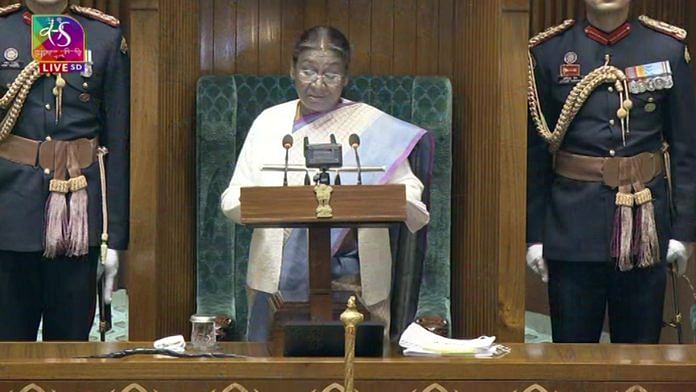 President Droupadi Murmu addressing the joint session of the Parliament on 31 January 2024 | PTI