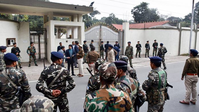 Security outside Jharkhand CM Hemant Soren's residence in Ranchi prior to questioning by ED officials | Representational image | ANI
