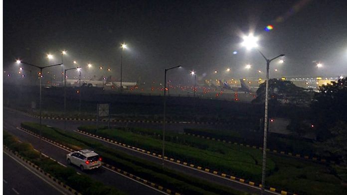 Fog cover at the Indira Gandhi International Airport on Tuesday | ANI