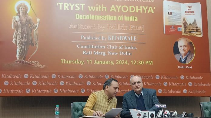 Former Rajya Sabha MP Balbir Punj during a pre-release function of his book Tryst With Ayodhya | Photo: Krishan Murari/ThePrint