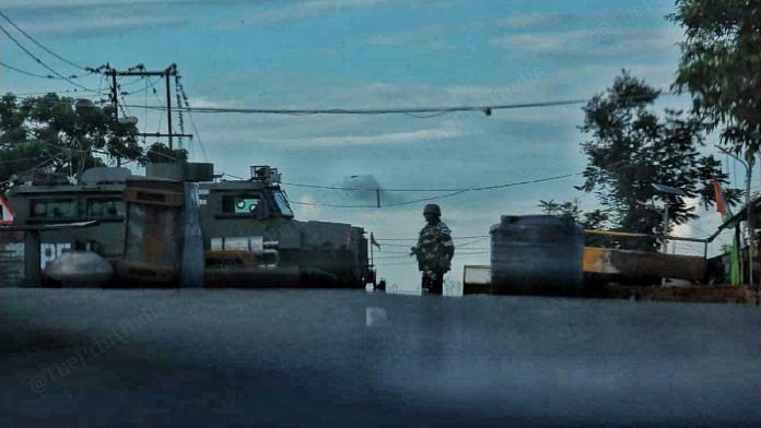 File photo of security forces stationed along Imphal-Churachandpur road amid violence in Manipur | Representational image | Suraj Singh Bisht | ThePrint