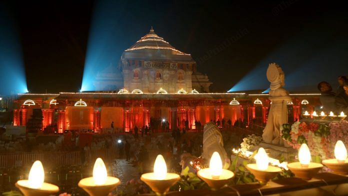 A view of illuminated Ram mandir premises after consecration | Suraj Singh Bisht | ThePrint