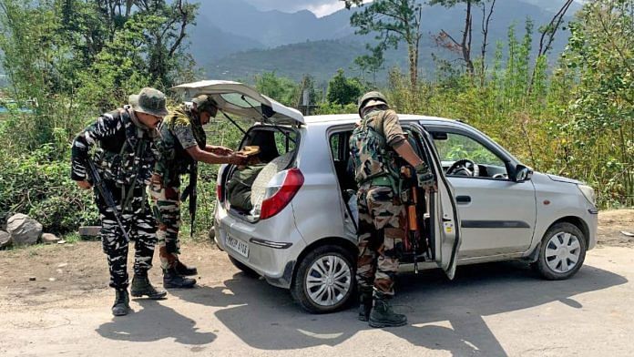 Army personnel and Assam Rifles check the vehicle on the national highway 37 in violence-hit Manipur | ANI file photo