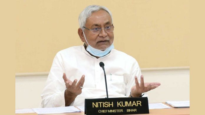Bihar CM Nitish Kumar addressing a gathering in Patna | ANI Photo
