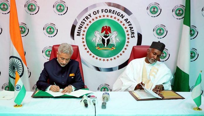Union External Affairs Minister S. Jaishankar with Minister of Foreign Affairs of Nigeria Yusuf Maitama Tuggar during the 6th India-Nigeria Joint Commission Meeting, in Abuja. | PTI
