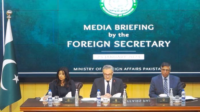 Pakistan's Foreign Secretary Muhammad Syrus Sajjad Qazi addressing press Thursday | X @ForeignOfficePk