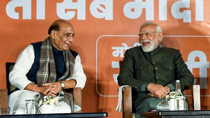 Prime Minister Narendra Modi with Union Defence Minister Rajnath Singh | ANI file photo