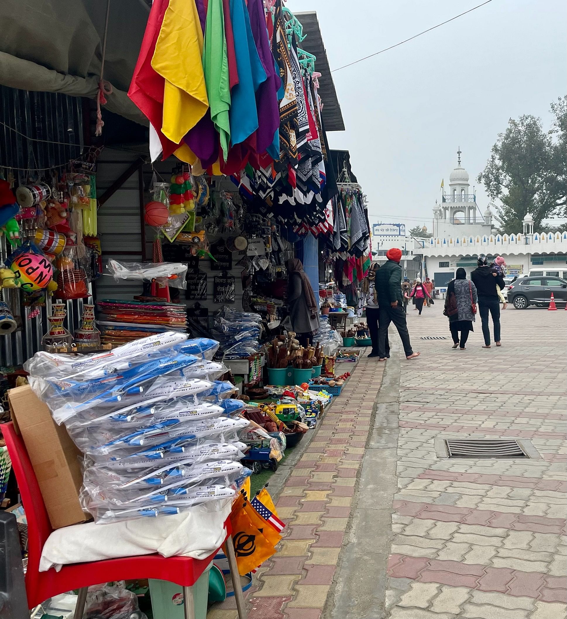 Shops selling toy planes and flags outside Talhan Sahib | Photo: Sabah Gurmat