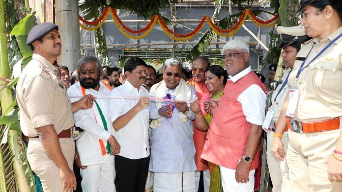 Karnataka Chief Minister Siddaramaiah inaugurates a temple in Mahadevapura in Bengaluru Monday | Photo: ANI
