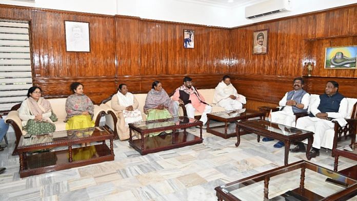 Jharkhand CM Hemant Soren in a meeting with JMM leaders in Ranchi Tuesday | Photo by special arrangement