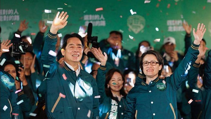 DPP's Lai Ching-te and Hsiao Bi-khim celebrate election win at an event | Pic credit: X/@bikhim