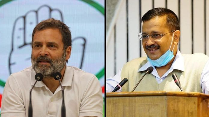 Congress leader Rahul Gandhi and AAP leader Arvind Kejriwal | ThePrint
