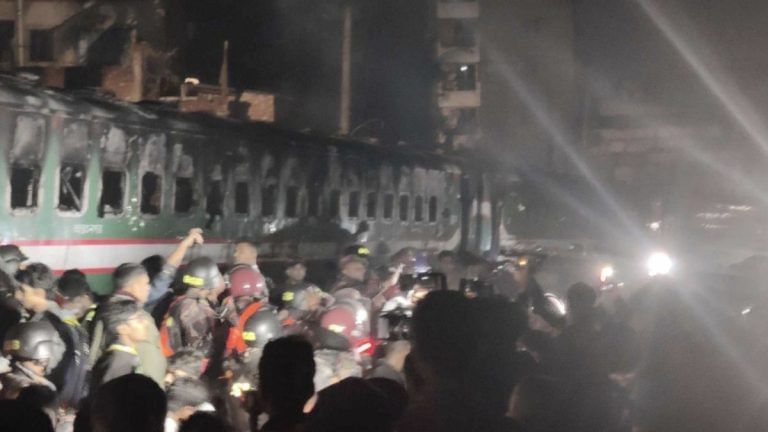 Dhaka-bound express train set on fire in Bangladesh two days before national polls, four killed