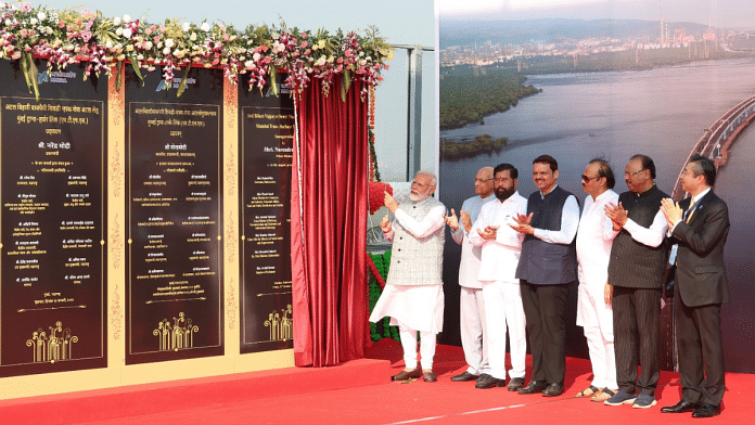 PM Narendra Modi inaugurates India's longest sea bridge Atal Bihari Vajpayee Sewri-Nhava Sheva Atal Setu, in Mumbai on Friday | Pic credit: X/@narendramodi