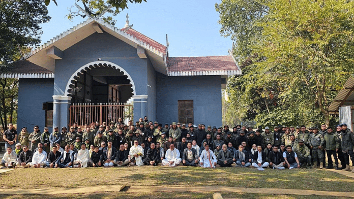 The group of MLAs and MPs who attended the meeting of Arambai Tenggol at Kangla Fort in Imphal | By Special Arrangement