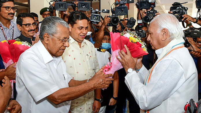 Kerala Chief Minister Pinarayi Vijayan and Assembly Speaker A.N. Shamseer welcome Governor Arif Mohammed Khan on first day of assembly session in Thiruvananthapuram on Thursday | PTI