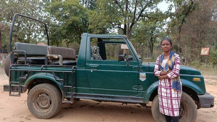 Mayuri Kulsunge, a woman driver at the Tadoba Andhari Tiger Reserve | Photo: Akanksha Mishra, ThePrint