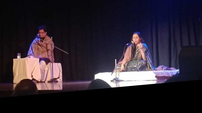 Hindustani classical singer Vidya Shah sang , while lawyer and history buff  Chandrashekhar Tampi introduced the poets from the Delhi school of Urdu poetry. | Debdutta Chakraborty | ThePrint
