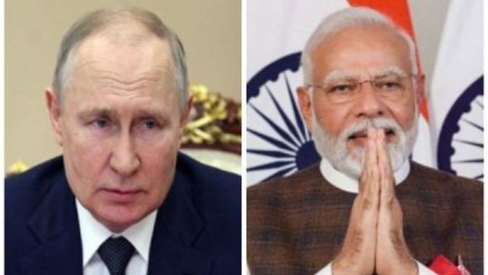 Russian President Vladimir Putin and Prime Minister Narendra Modi | Representation image | ANI