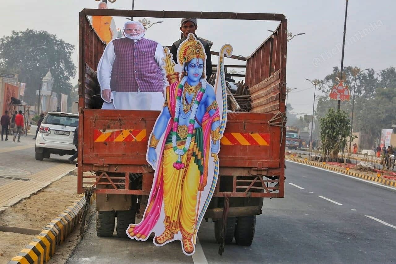 Cut-outs being carried to be installed around the city | Photo: Praveen Jain | ThePrint