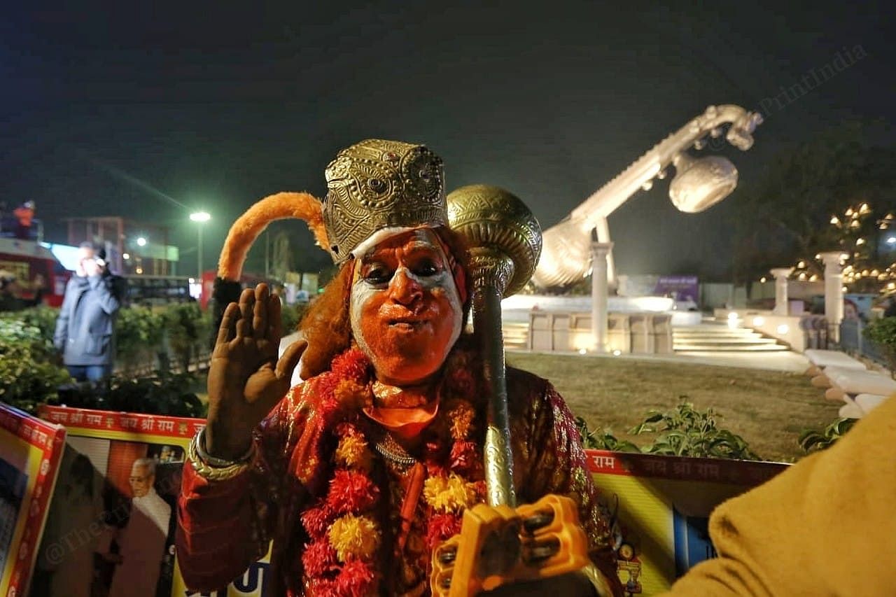 A man dressed as Hanuman at Lata Mangeshkar Chowk | Photo: Praveen Jain | ThePrint