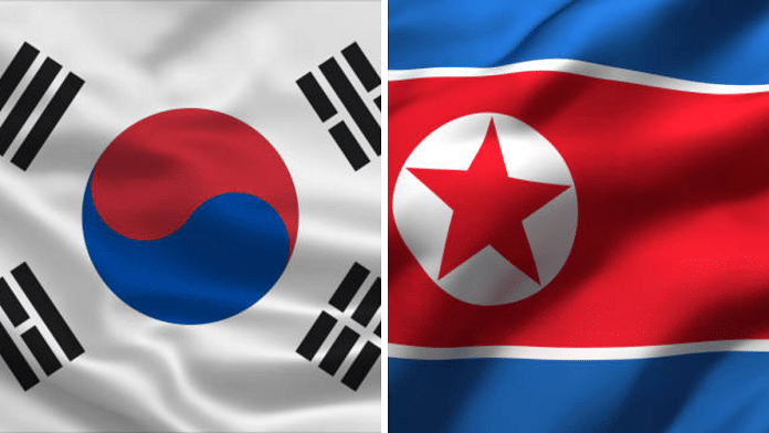 Flags of South Korea (L) and North Korea (R) | Representative Image/iStock