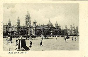 Postcard featuring the Madras High Court, published by Del Tufo & Co., S. India. From the private collection of Dr Stephen P. Hughes, c. 1918, 20.7 x 31.8 cm | Image courtesy of the University of Michigan Library.