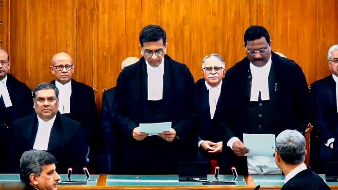 hief Justice of India (CJI) Justice D.Y. Chandrachud administers the oath of office to Justice Prasanna B. Varale as a judge of the Supreme Court, in New Delhi, Thursday, Jan. 24, 2024 | PTI