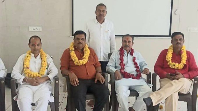 The 11 men convicted of raping Bilkis Bano were felicitated by VHP members and welcomed with garlands and sweets after their release from prison in August 2022 | Image via X