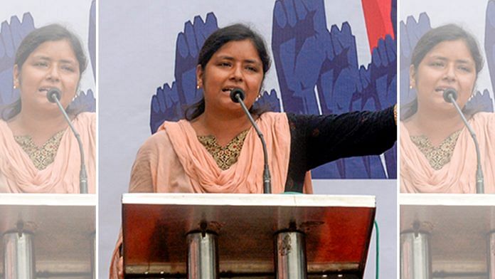 West Bengal Democratic Youth Federation of India (DYFI) Secretary Minakshi Mukherjee addresses a gathering during a protest rally against the state and central governments, in Kolkata in September last year | ANI