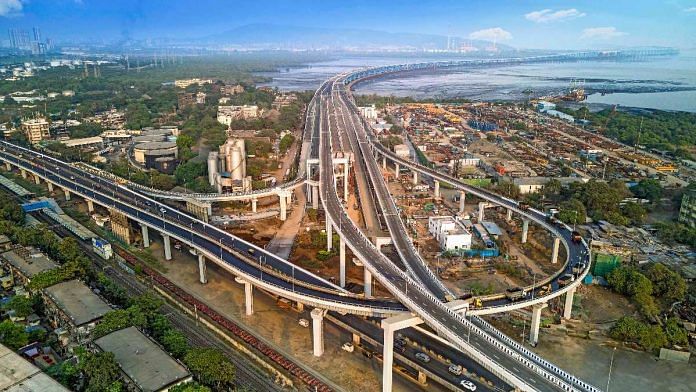 A view of the newly constructed Longest Sea Bridge Atal Setu in Mumbai | ANI photo