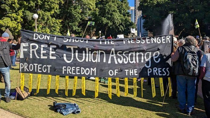 Julian Assange's supporters demonstrate at Hyde Park, Sydney, Australia May 24, 2023. REUTERS/Lewis Jackson/File Photo