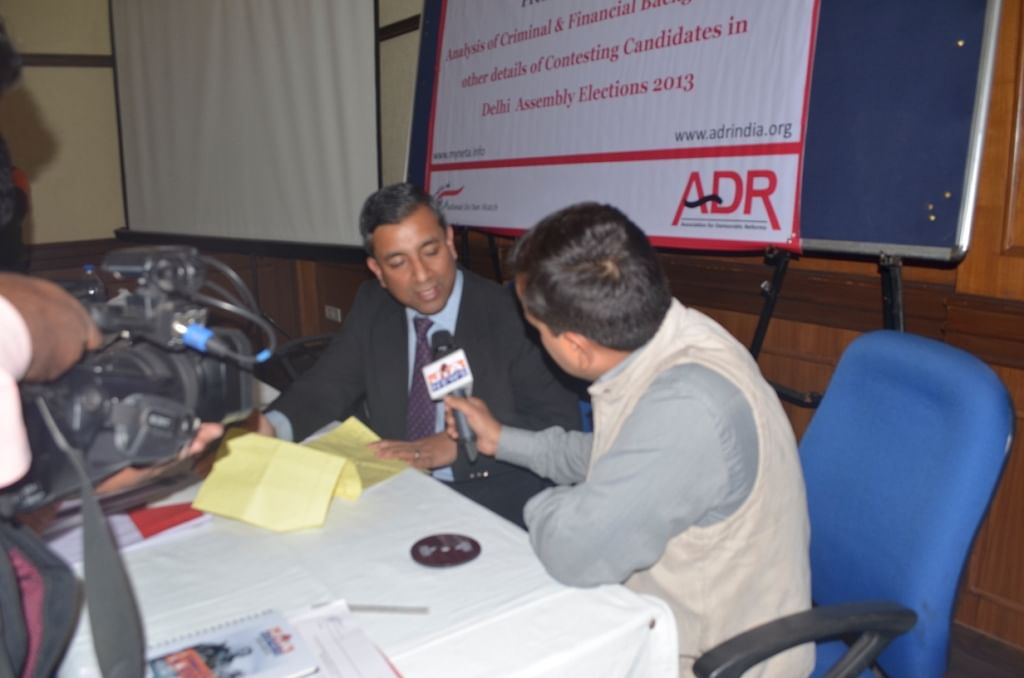 ADR's press conference on criminal, financial background, and other details of candidates contesting in Delhi Assembly elections in 2013 | Credit: adrindia.org