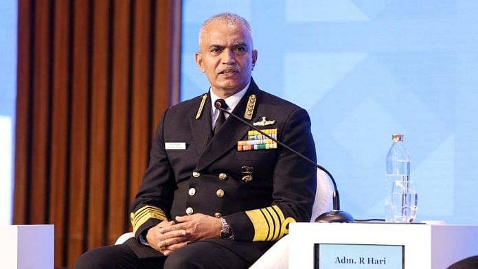 Indian Navy Chief Admiral R Hari Kumar speaks at the 9th edition of the Raisina Dialogue 2024 in New Delhi | File Photo: ANI