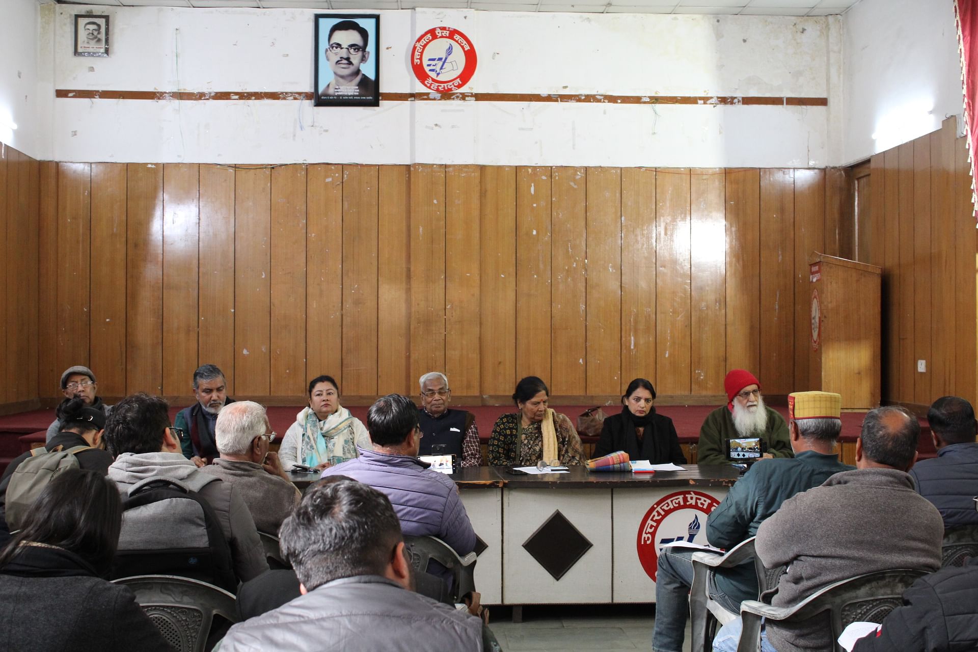 The Uttarakhand Mahila Manch holds a press conference at the Uttarkashi Press Club to oppose the UCC. They associate it with patriarchy, moral policing. | Heena Fatima | ThePrint