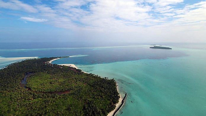 Prime Minister Narendra Modi posted this picture on his X account of an aerial view of one of the pristine beaches in Lakshadweep |ANI file