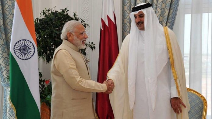 Prime Minister Narendra Modi with Qatar's Amir Sheikh Tamim Bin Hamad Al-Thani (file photo) | Twitter: @narendramodi