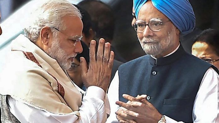 Prime Minister Narendra Modi and former prime minister Manmohan Singh | File photo: Vijay Verma /PTI