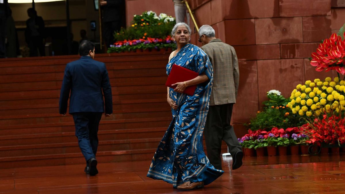 Finance Minister Nirmala Sitharaman reaches Parliament ahead of her Interim Budget speech | Photo by Suraj Singh Bisht, ThePrint 