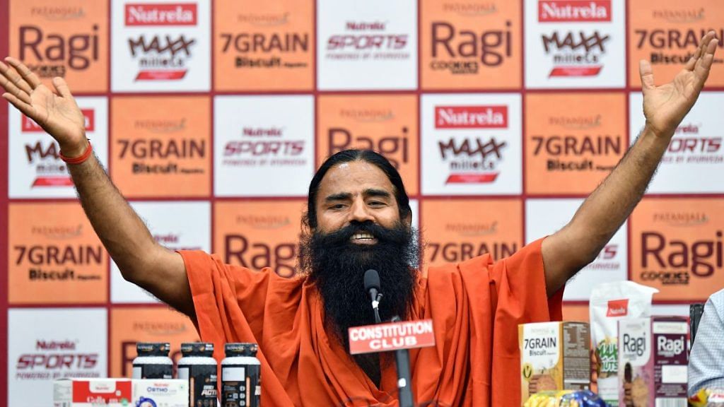 Yoga guru Ramdev addresses the media during a launch of the Patanjali Premium Products at Constitution club of India in New Delhi | ANI File Photo/Rahul Singh