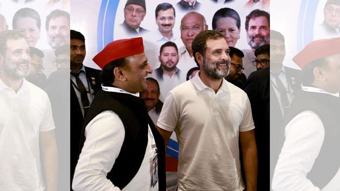 File photo of Congress leader Rahul Gandhi with Samajwadi Party (SP) Chief Akhilesh Yadav, July 2023 | Photo: ANI