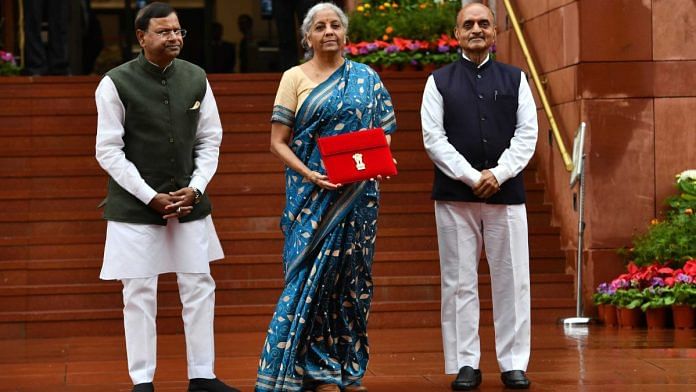 Finance minister Nirmala Sitharaman at the Parliament ahead of the budget announcement Thursday | By special arrangement