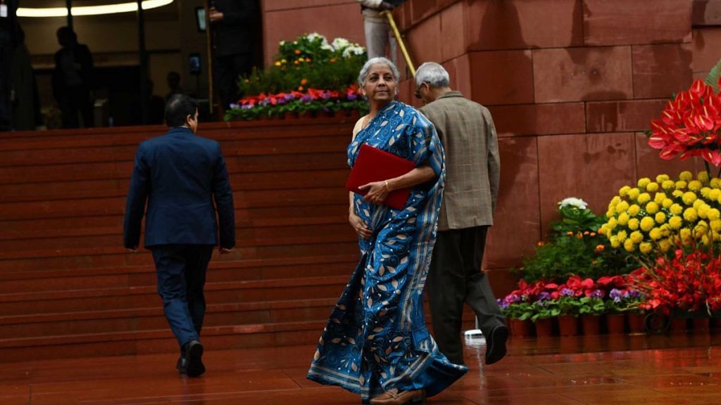Union Finance Minister Nirmala Sitharaman at Parliament Thursday | By special arrangement
