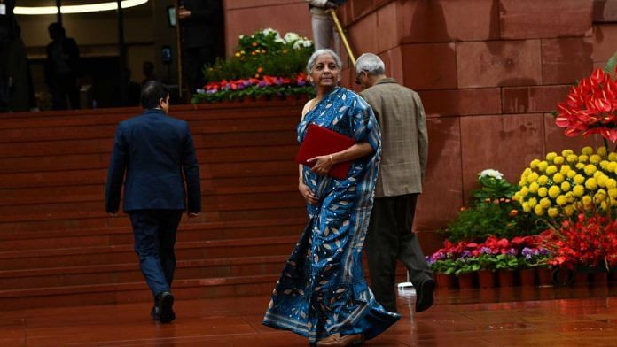 Union Finance Minister Nirmala Sitharaman at Parliament Thursday | By special arrangement